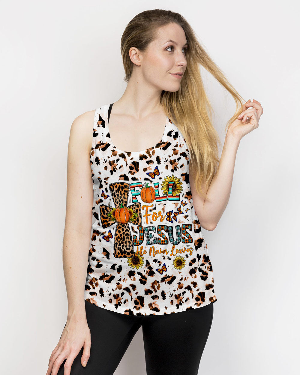Fall For Jesus Autumn Leopard Women's All Over Print Shirt - Tltw0308234, easychoo.com