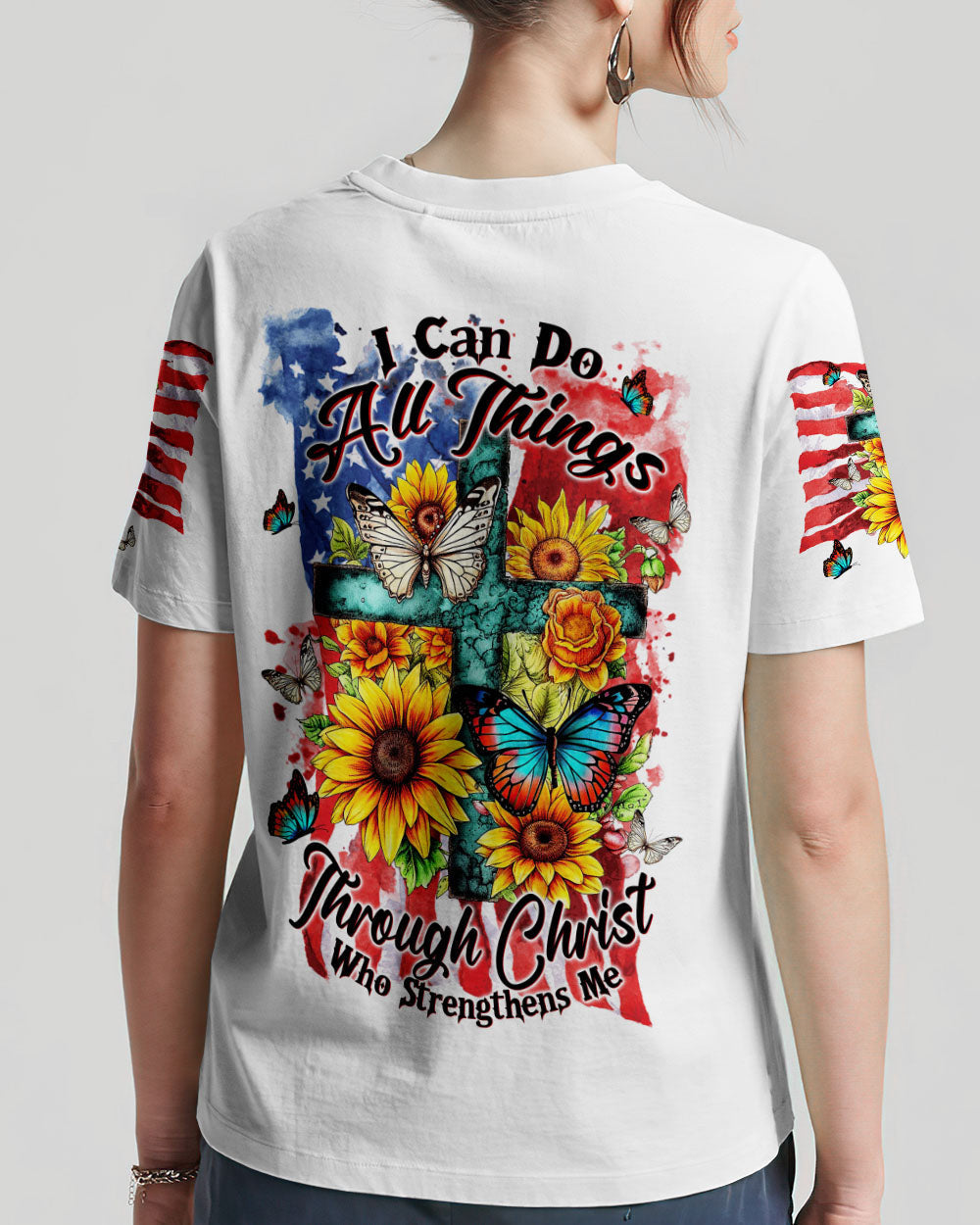 I Can Do All Things Flag Women's All Over Print Shirt - Tltw2007232, easychoo.com