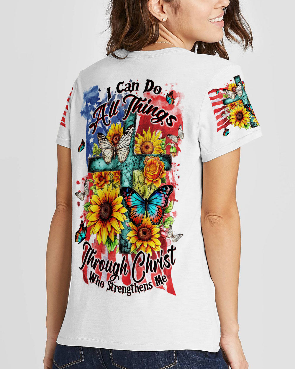 I Can Do All Things Flag Women's All Over Print Shirt - Tltw2007232, easychoo.com