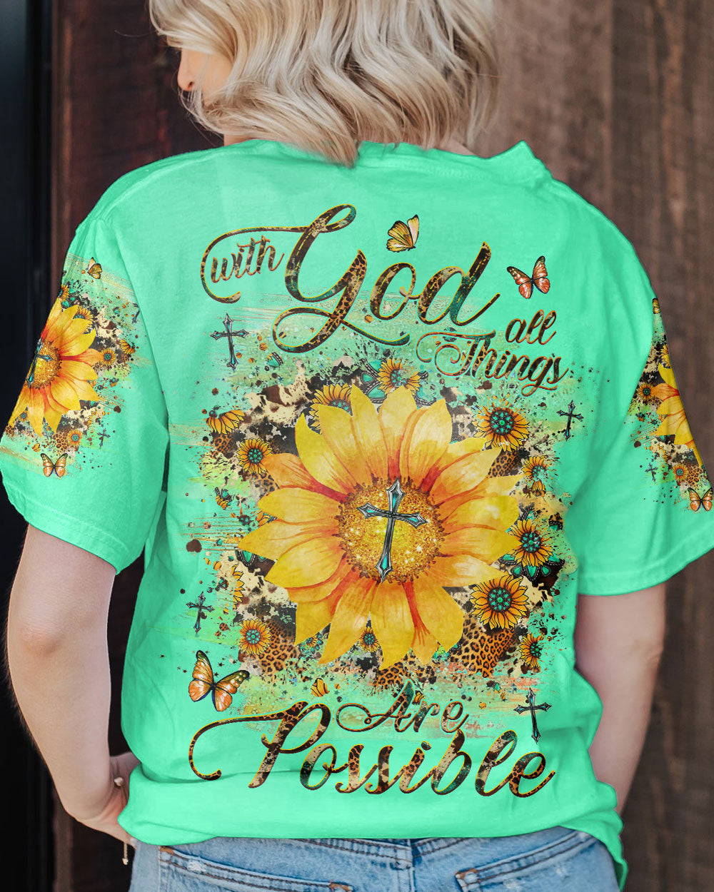 With God All Things Are Possible Sunflower Women's All Over Print Shirt - Yhhg1909231, easychoo.com