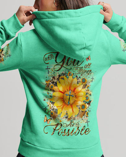 With God All Things Are Possible Sunflower Women's All Over Print Shirt - Yhhg1909231, easychoo.com