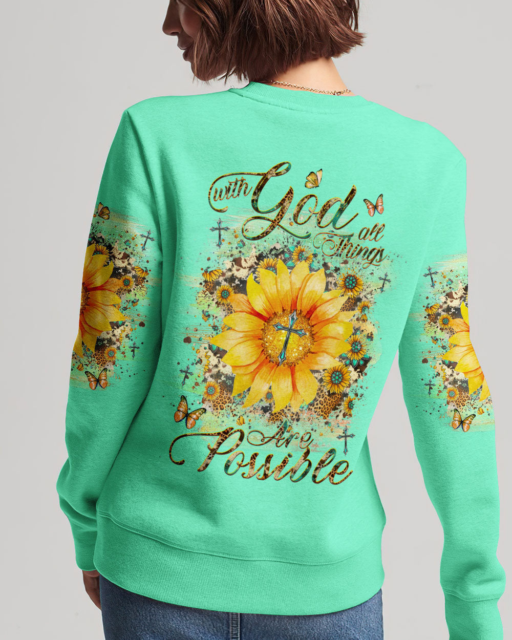 With God All Things Are Possible Sunflower Women's All Over Print Shirt - Yhhg1909231, easychoo.com