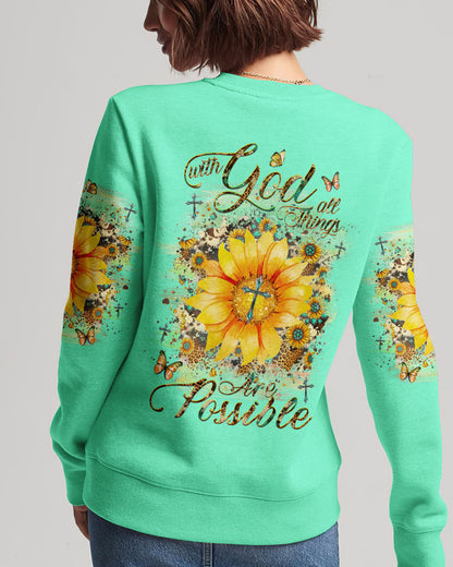 With God All Things Are Possible Sunflower Women's All Over Print Shirt - Yhhg1909231, easychoo.com