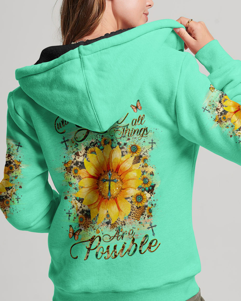 With God All Things Are Possible Sunflower Women's All Over Print Shirt - Yhhg1909231, easychoo.com
