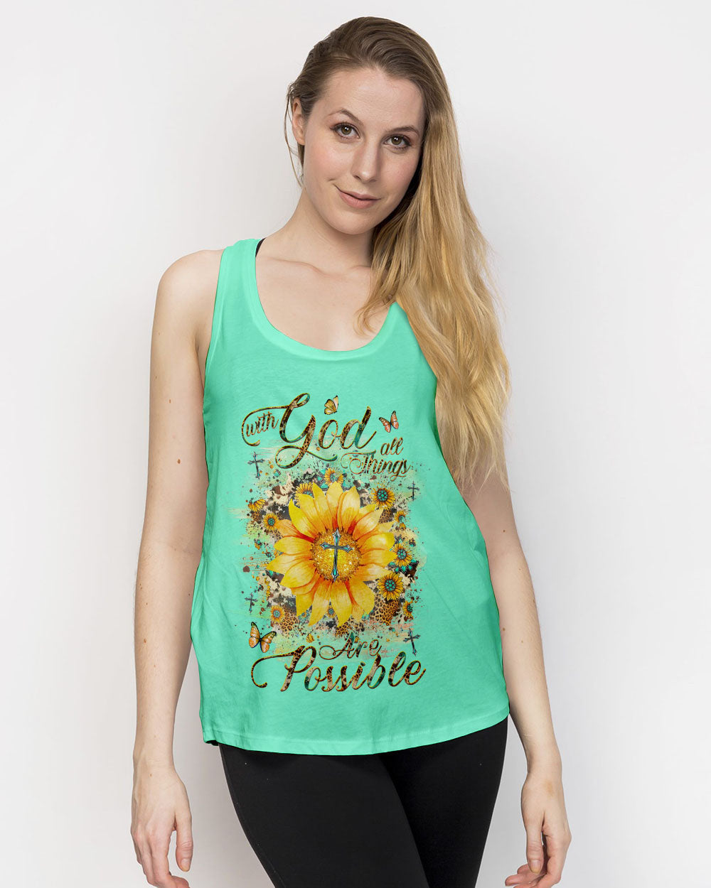 With God All Things Are Possible Sunflower Women's All Over Print Shirt - Yhhg1909231, easychoo.com