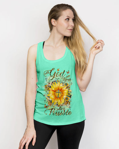 With God All Things Are Possible Sunflower Women's All Over Print Shirt - Yhhg1909231, easychoo.com