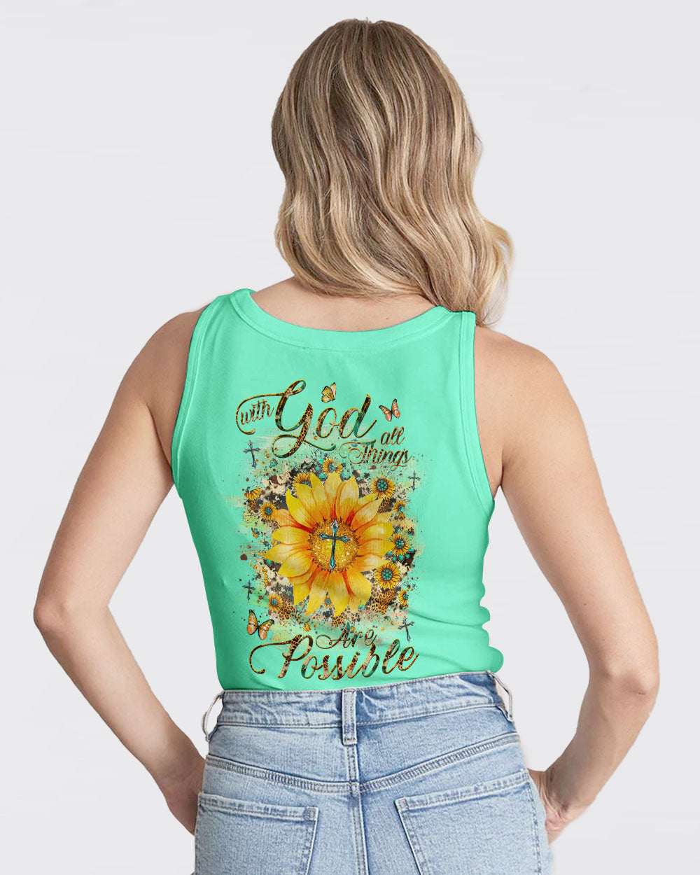 With God All Things Are Possible Sunflower Women's All Over Print Shirt - Yhhg1909231, easychoo.com