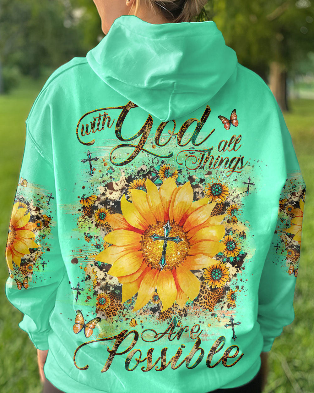 With God All Things Are Possible Sunflower Women's All Over Print Shirt - Yhhg1909231, easychoo.com