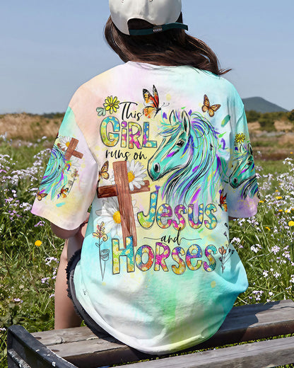 Runs On Jesus And Horses Women's All Over Print Shirt - Tlno2909233, easychoo.com