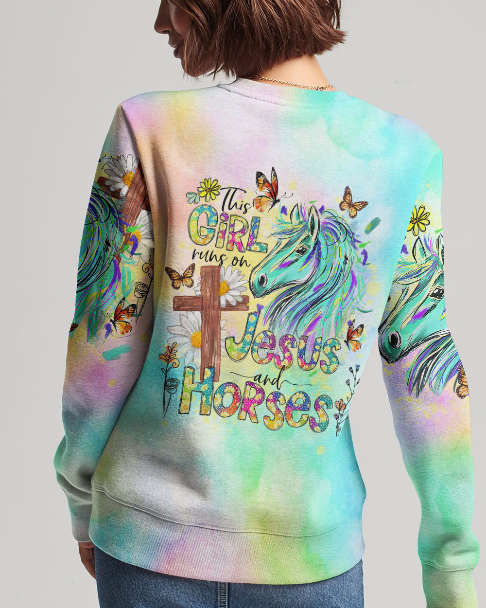 Runs On Jesus And Horses Women's All Over Print Shirt - Tlno2909233, easychoo.com