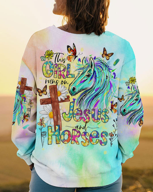 Runs On Jesus And Horses Women's All Over Print Shirt - Tlno2909233, easychoo.com