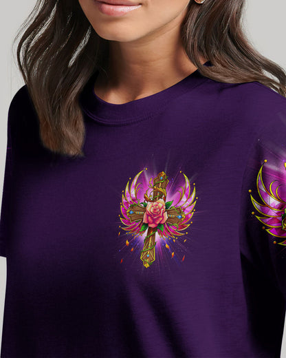 I Believe There Are Angels Among Us Cross Rose Wings Women's All Over Print Shirt - Tltr0307234, easychoo.com
