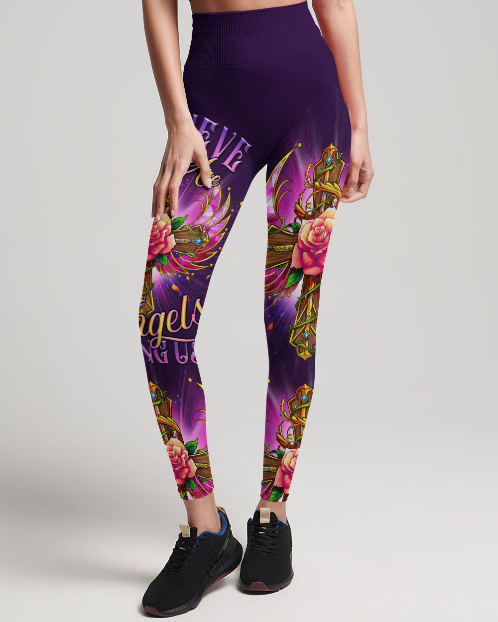 I Believe There Are Angels Among Us Cross Rose Wings Women's All Over Print Shirt - Tltr0307234, easychoo.com