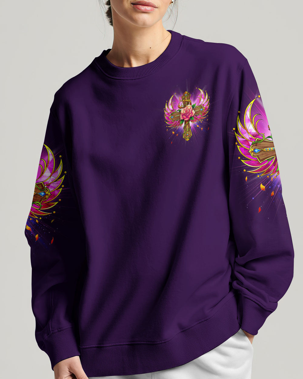 I Believe There Are Angels Among Us Cross Rose Wings Women's All Over Print Shirt - Tltr0307234, easychoo.com