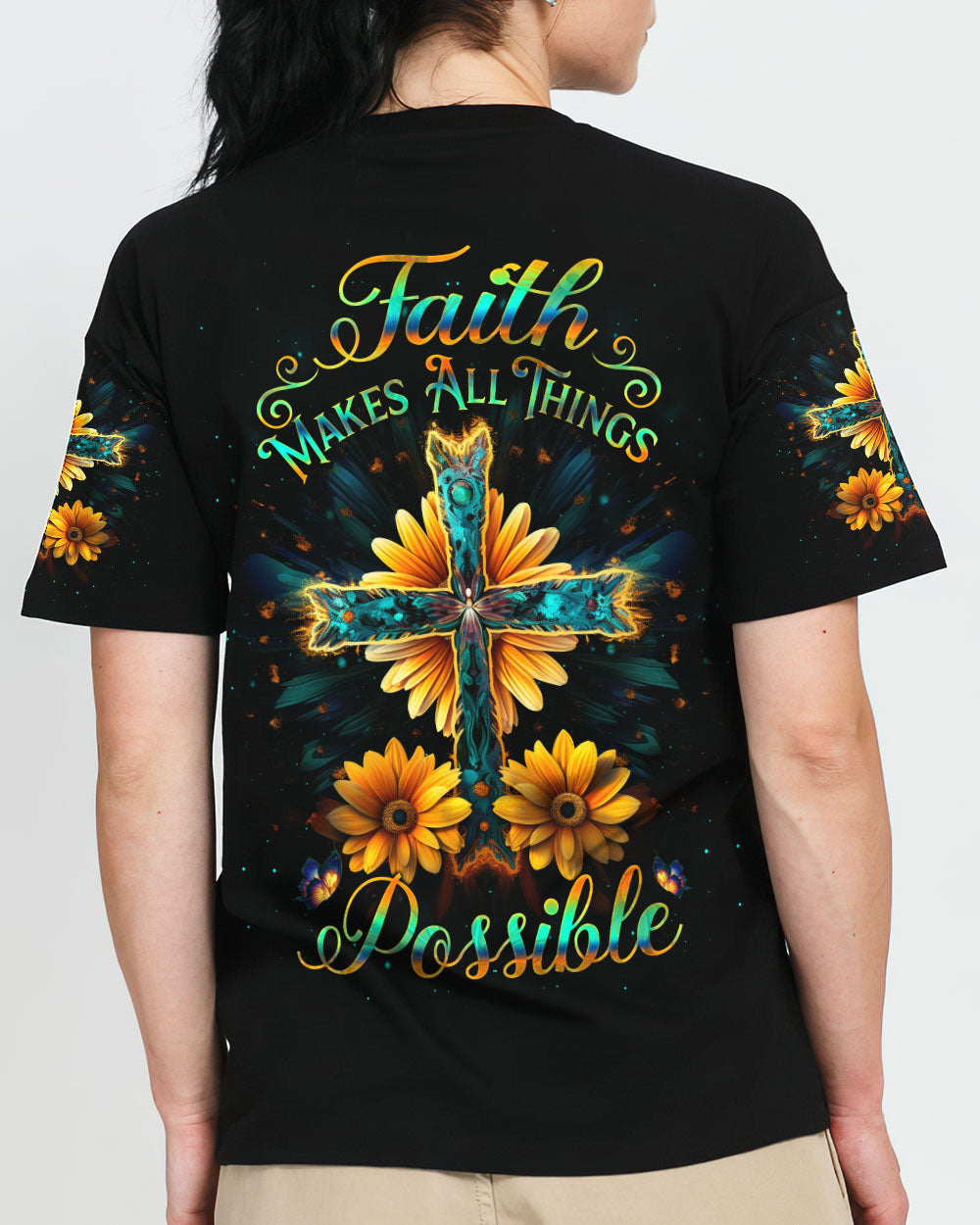 Faith Makes All Things Possible Women's All Over Print Shirt - Yhlh1210232, easychoo.com