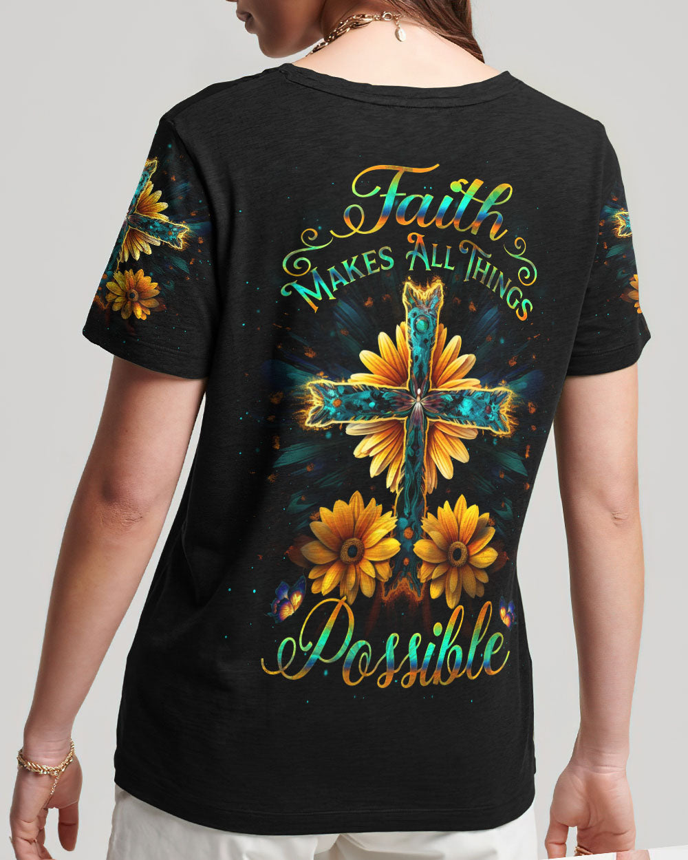 Faith Makes All Things Possible Women's All Over Print Shirt - Yhlh1210232, easychoo.com