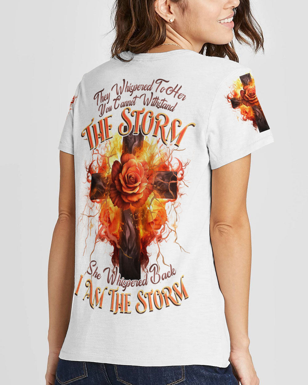 I Am The Storm Rose Cross Women's All Over Print Shirt - Tlnz1907234, easychoo.com