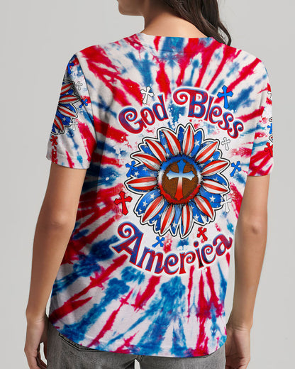 God Bless America Sunflower Tie Dye Women's All Over Print Shirt - Tltw0307234, easychoo.com