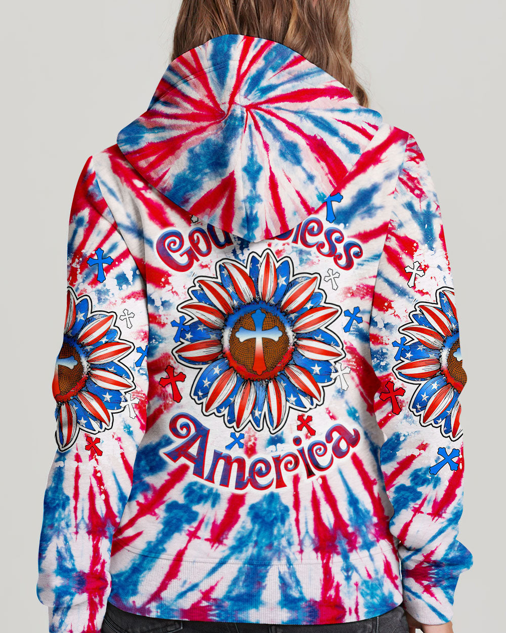 God Bless America Sunflower Tie Dye Women's All Over Print Shirt - Tltw0307234, easychoo.com