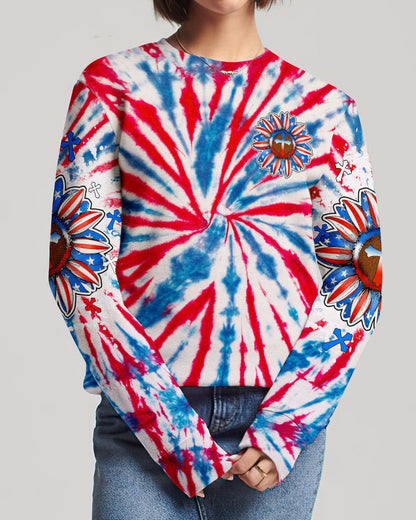 God Bless America Sunflower Tie Dye Women's All Over Print Shirt - Tltw0307234, easychoo.com