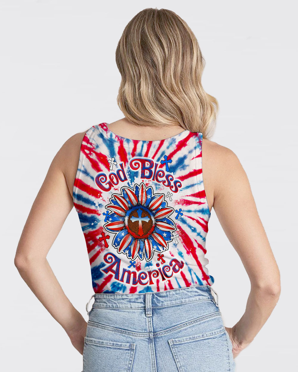 God Bless America Sunflower Tie Dye Women's All Over Print Shirt - Tltw0307234, easychoo.com