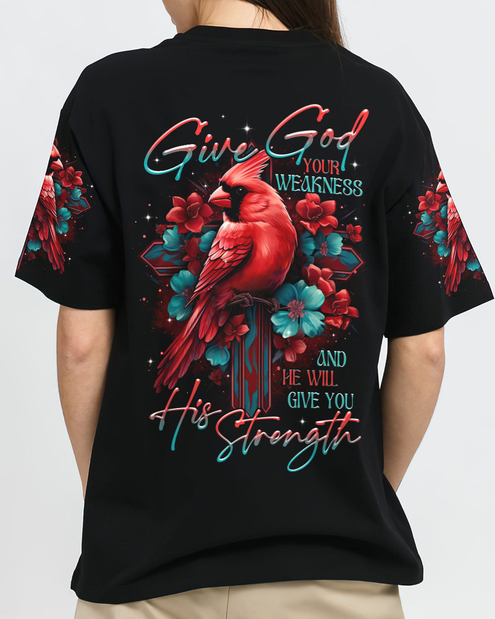 Give God Your Weakness Cardinal Bird Women's All Over Print Shirt - Tltr1707231, easychoo.com