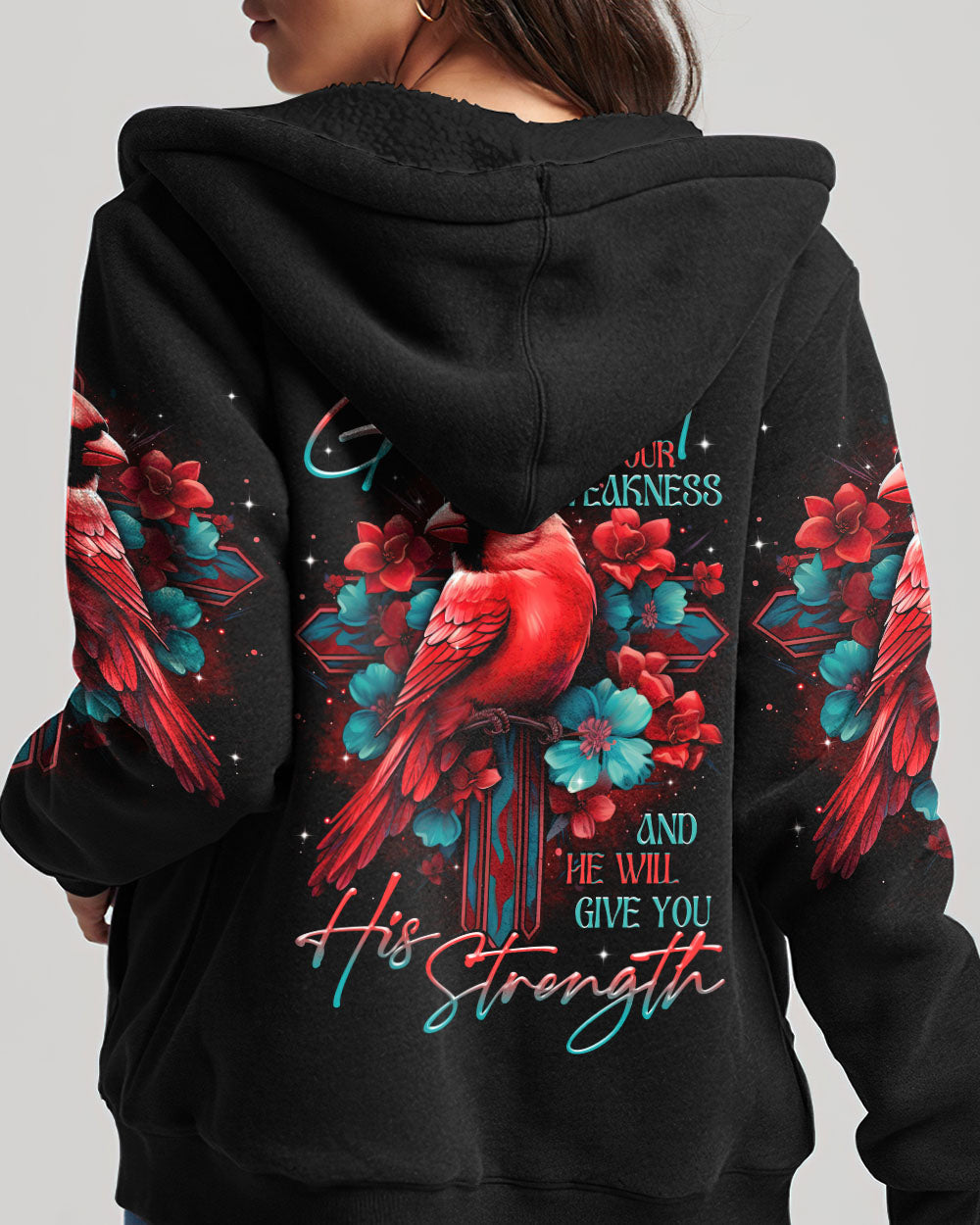 Give God Your Weakness Cardinal Bird Women's All Over Print Shirt - Tltr1707231, easychoo.com
