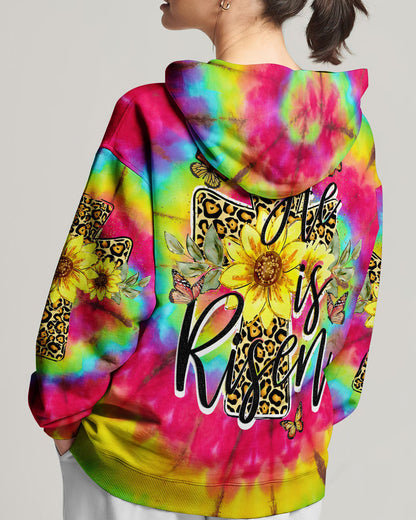 He Is Risen Cross With Sunflowers Tie Dye Women's All Over Print Shirt - Tytd0707231, easychoo.com
