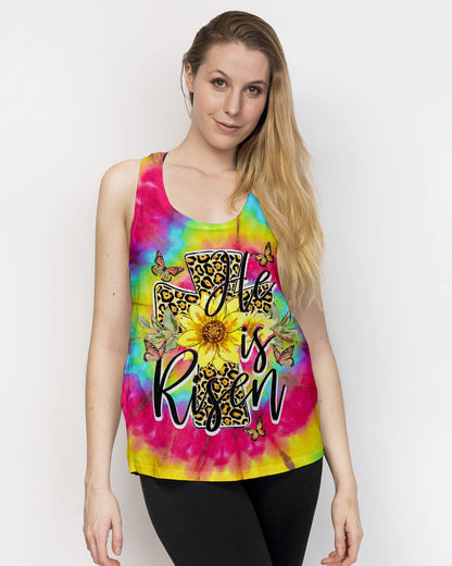 He Is Risen Cross With Sunflowers Tie Dye Women's All Over Print Shirt - Tytd0707231, easychoo.com