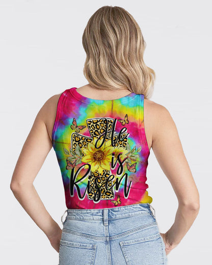 He Is Risen Cross With Sunflowers Tie Dye Women's All Over Print Shirt - Tytd0707231, easychoo.com