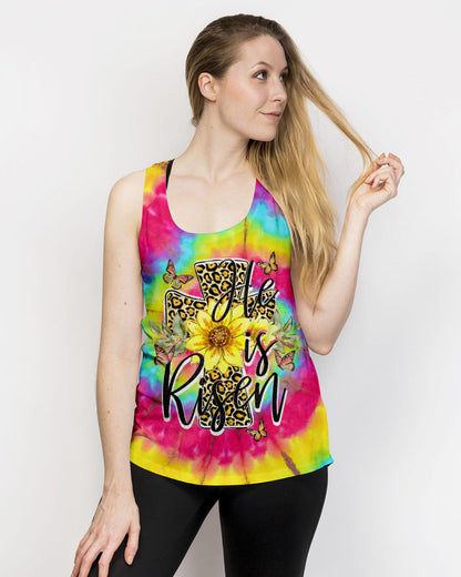 He Is Risen Cross With Sunflowers Tie Dye Women's All Over Print Shirt - Tytd0707231, easychoo.com