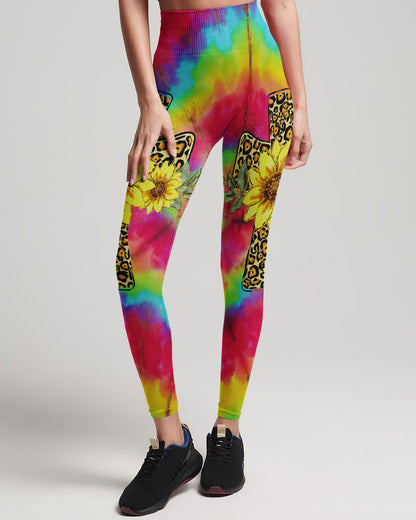 He Is Risen Cross With Sunflowers Tie Dye Women's All Over Print Shirt - Tytd0707231, easychoo.com