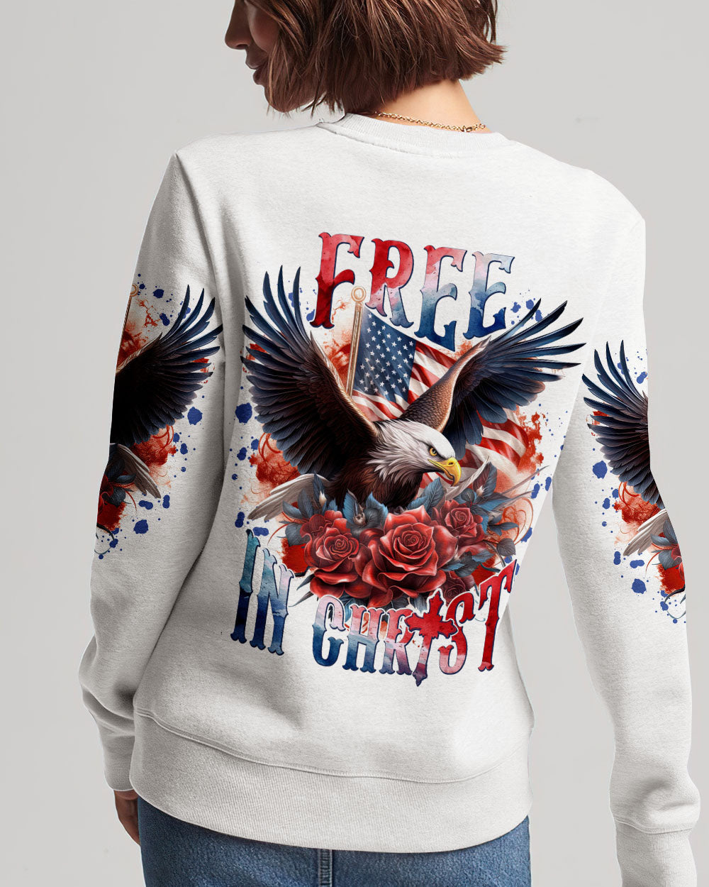 Free In Christ Eagle Women's All Over Print Shirt - Tlnt1807232, easychoo.com