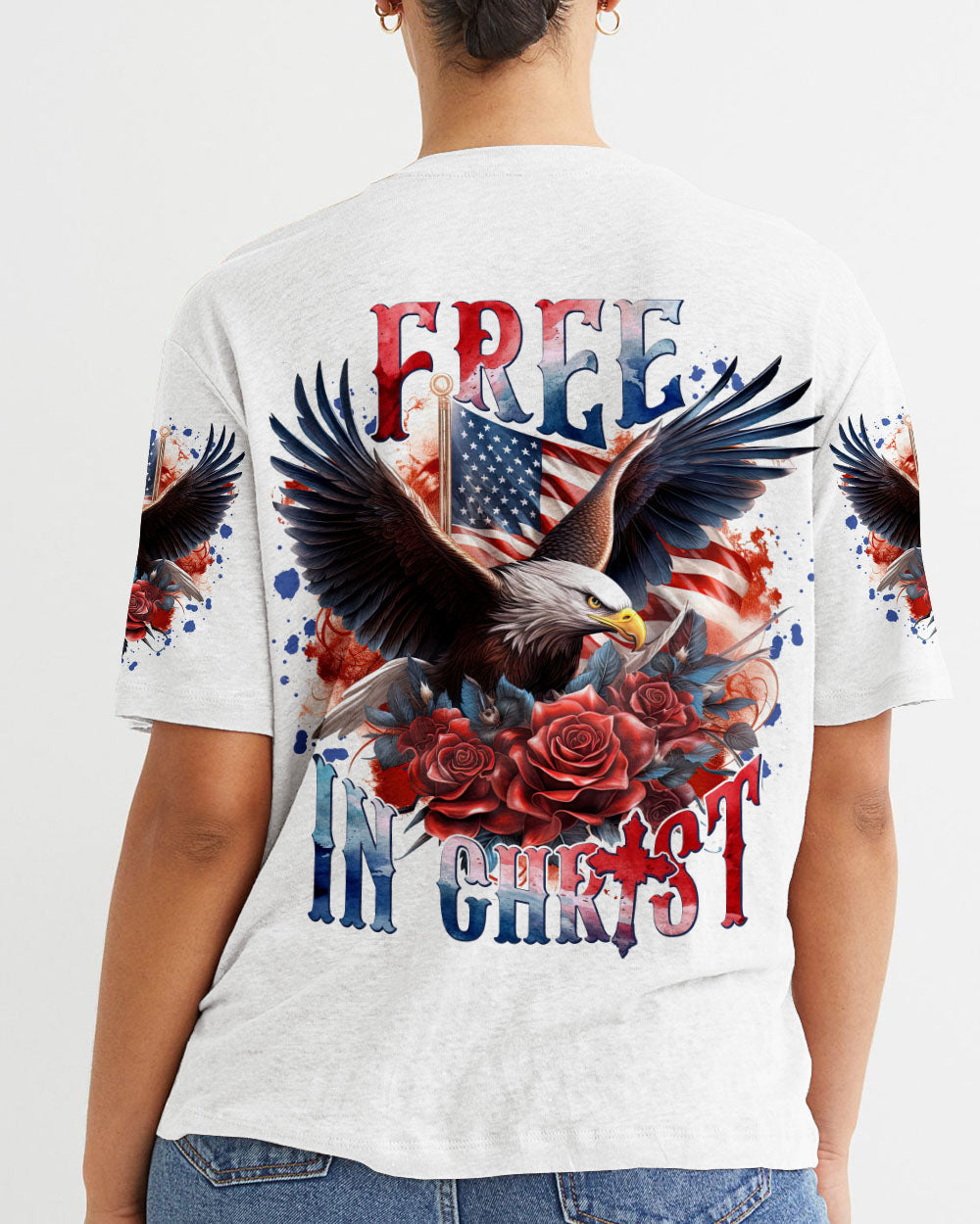 Free In Christ Eagle Women's All Over Print Shirt - Tlnt1807232, easychoo.com