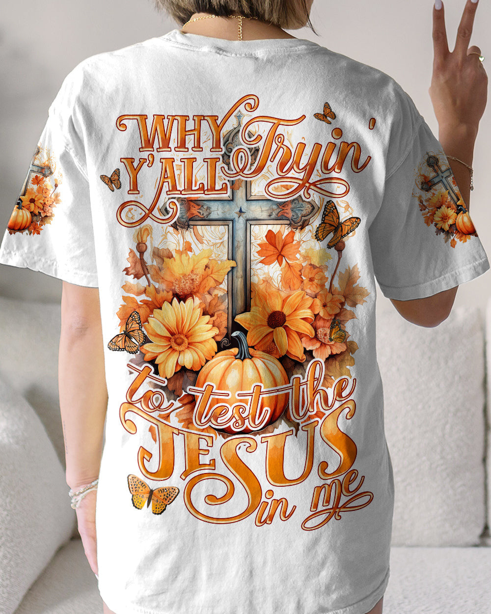 Why Y'all Trying To Test The Jesus In Me Women's All Over Print Shirt - Tytd2007231, easychoo.com