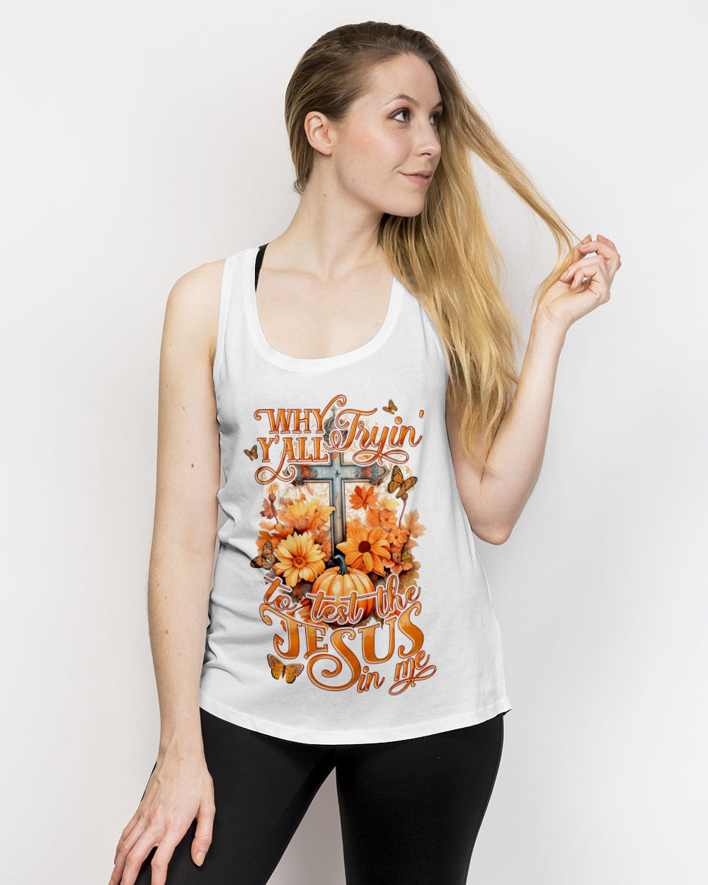 Why Y'all Trying To Test The Jesus In Me Women's All Over Print Shirt - Tytd2007231, easychoo.com
