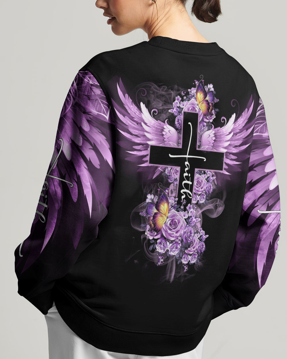 Faith Butterfly Purple Rose Women's All Over Print Shirt - Tltm2406234, easychoo.com