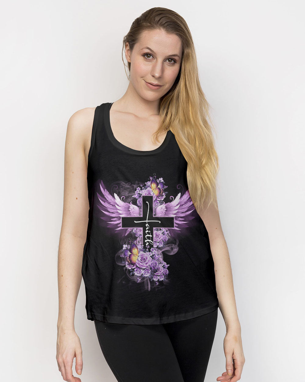 Faith Butterfly Purple Rose Women's All Over Print Shirt - Tltm2406234, easychoo.com