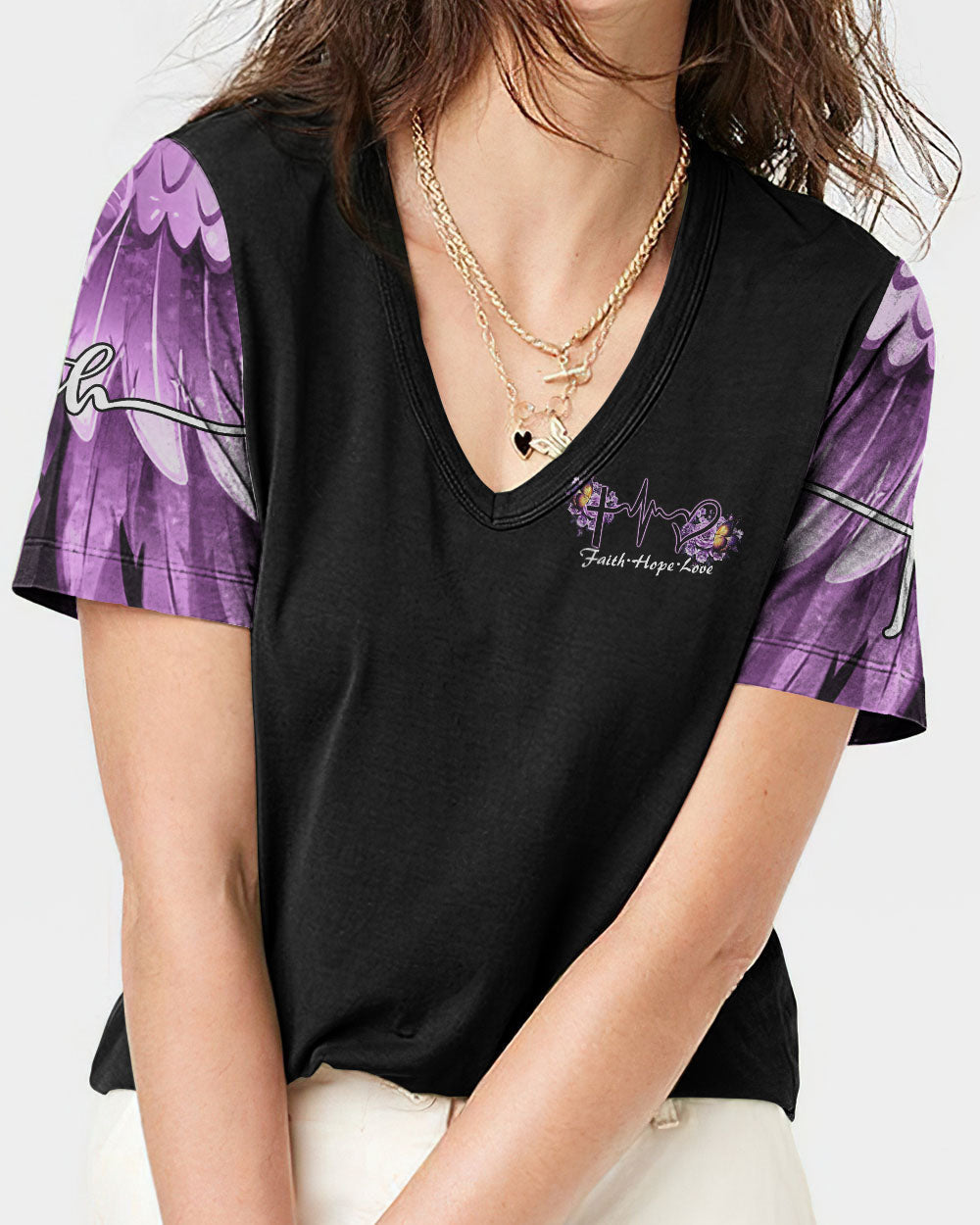 Faith Butterfly Purple Rose Women's All Over Print Shirt - Tltm2406234, easychoo.com