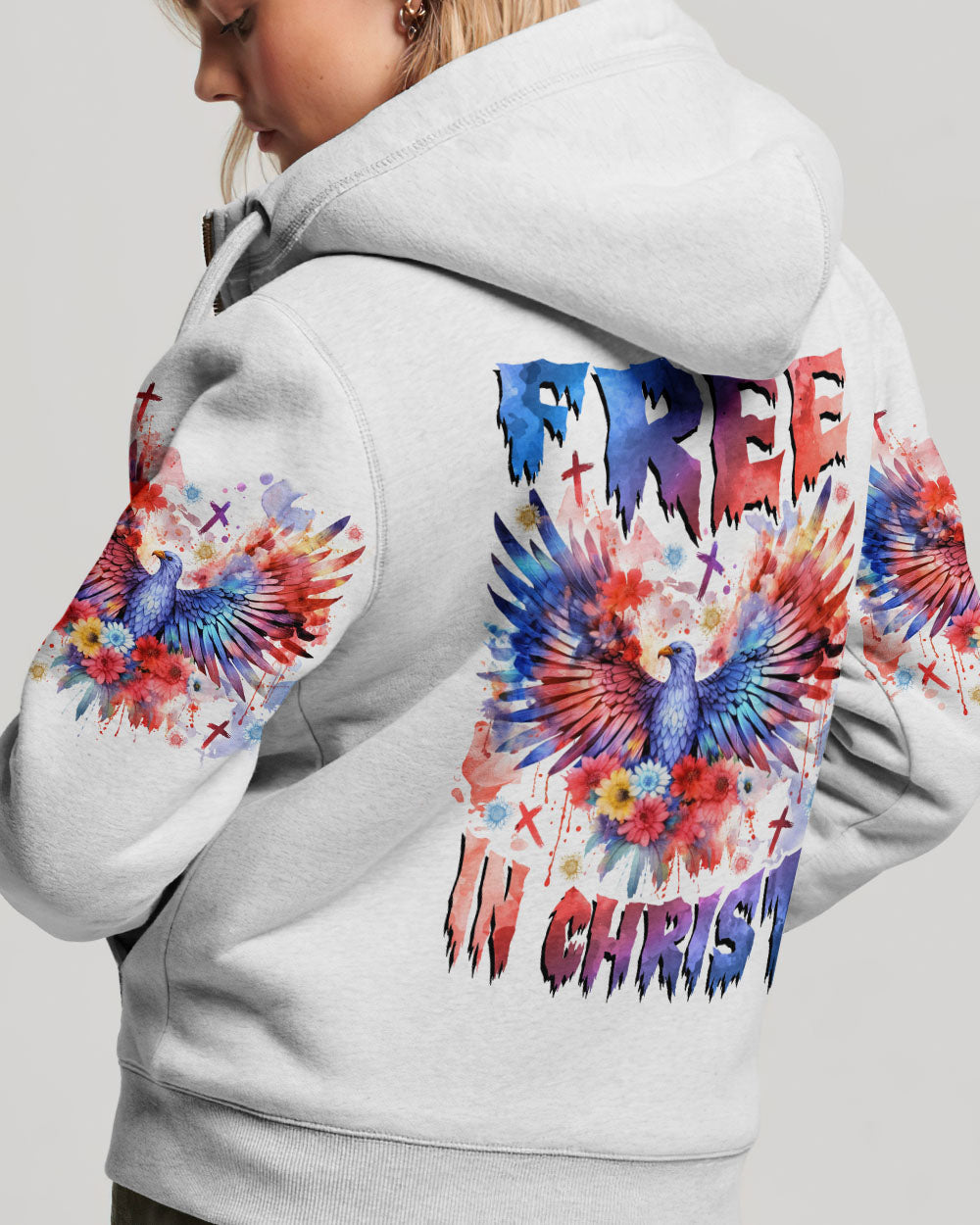 Free In Christ Eagle Flower Women's All Over Print Shirt - Tlnz1509234, easychoo.com