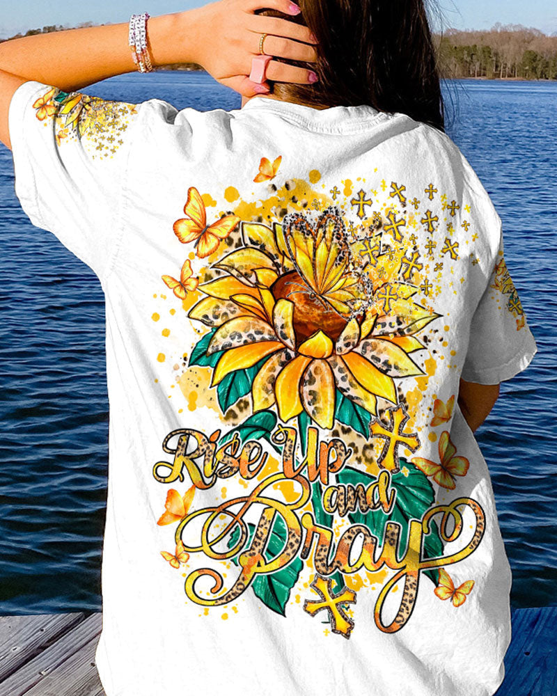 Rise Up And Pray Suflower Women's All Over Print Shirt - Ty1410231, easychoo.com