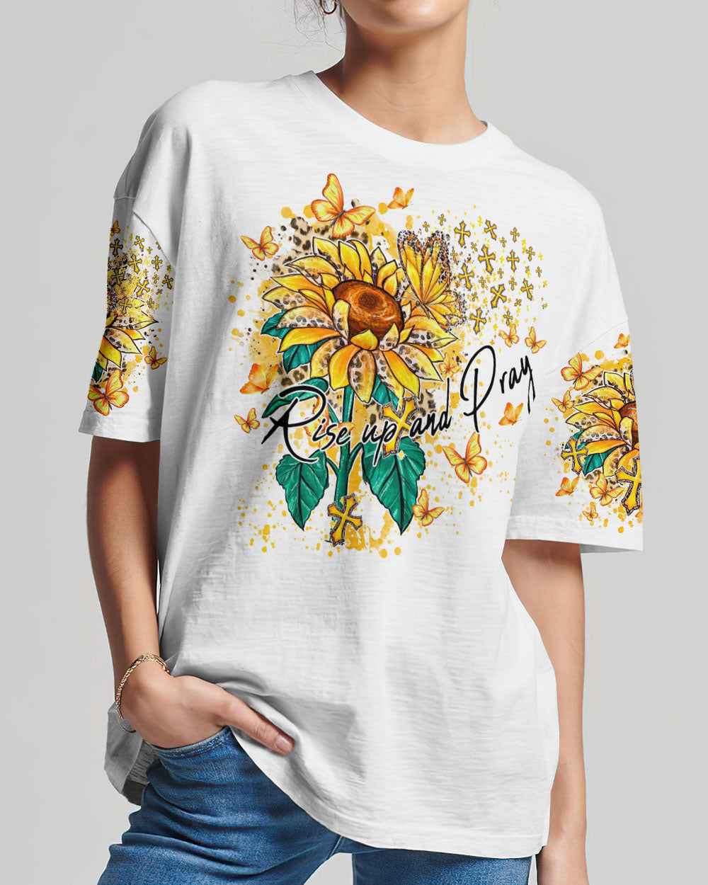 Rise Up And Pray Suflower Women's All Over Print Shirt - Ty1410231, easychoo.com