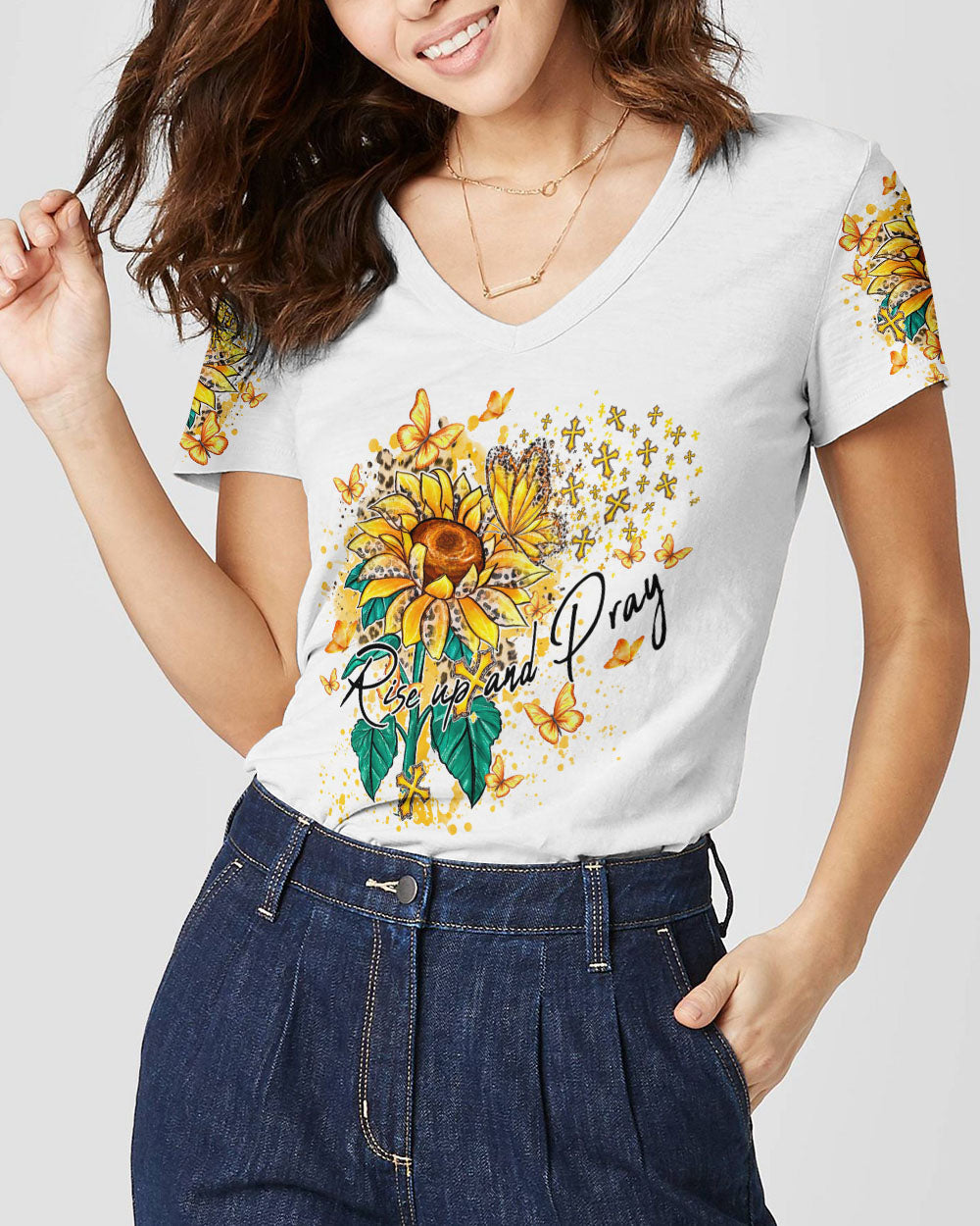 Rise Up And Pray Suflower Women's All Over Print Shirt - Ty1410231, easychoo.com