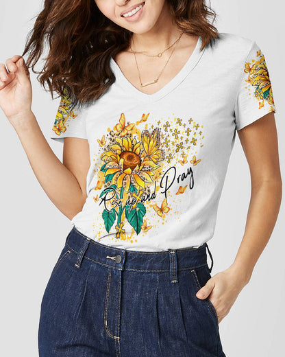 Rise Up And Pray Suflower Women's All Over Print Shirt - Ty1410231, easychoo.com