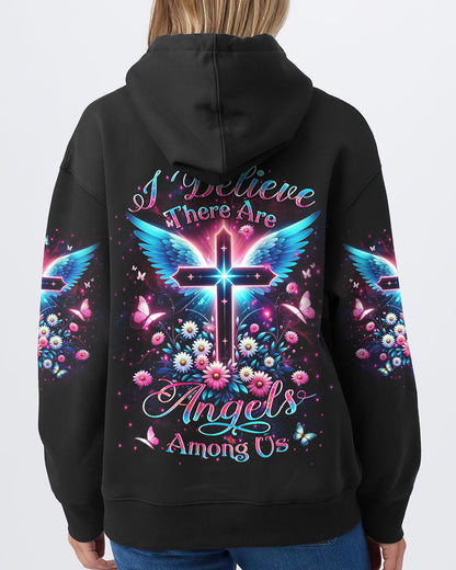 I Believe There Are Angels Among Us Cross Wings Women's All Over Print Shirt - Yhlt0204242, easychoo.com