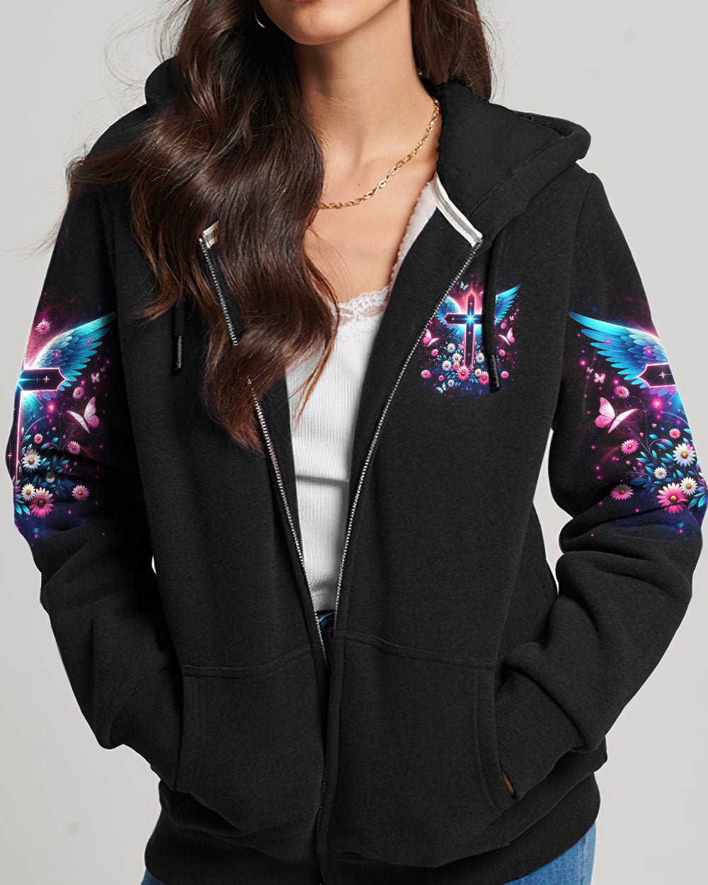 I Believe There Are Angels Among Us Cross Wings Women's All Over Print Shirt - Yhlt0204242, easychoo.com