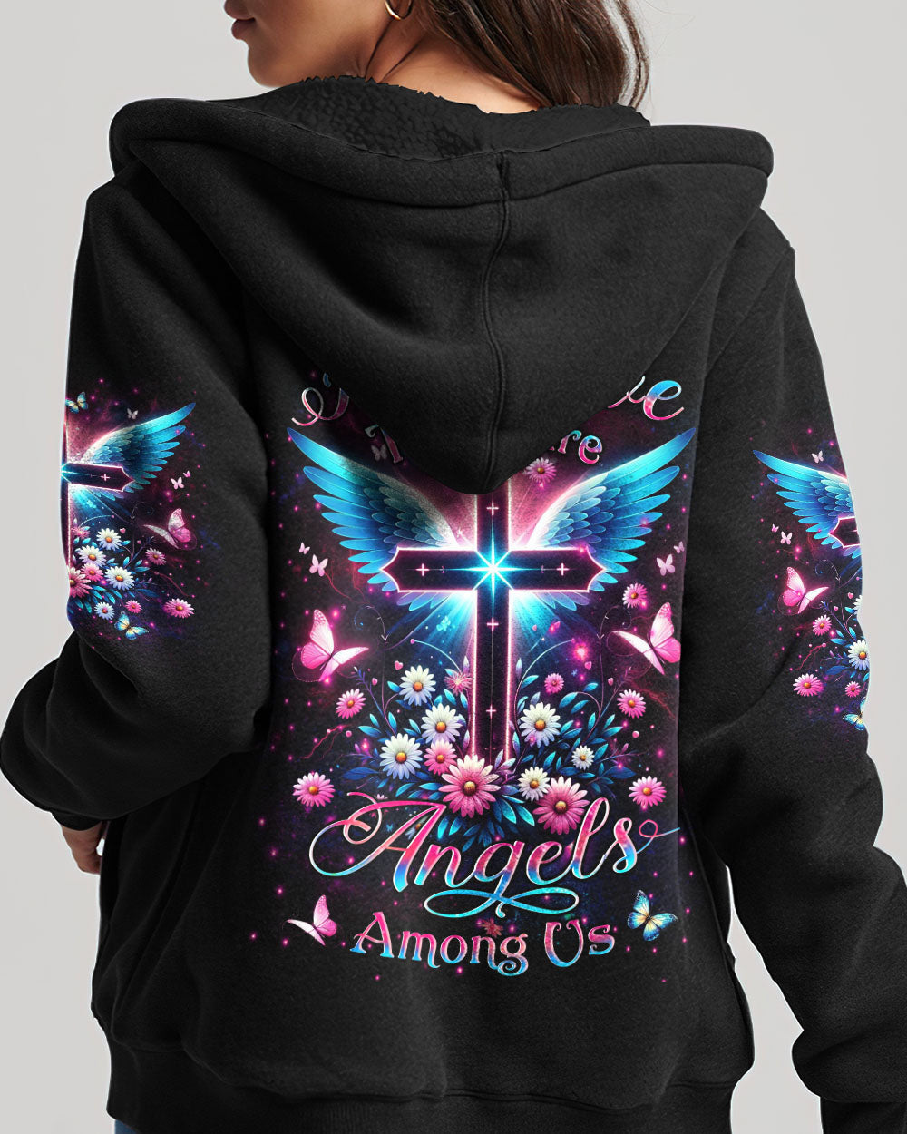 I Believe There Are Angels Among Us Cross Wings Women's All Over Print Shirt - Yhlt0204242, easychoo.com