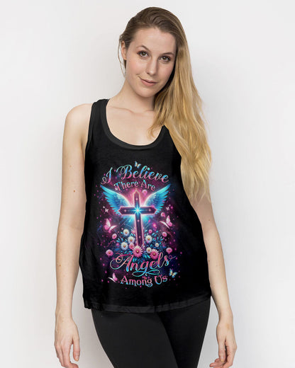 I Believe There Are Angels Among Us Cross Wings Women's All Over Print Shirt - Yhlt0204242, easychoo.com