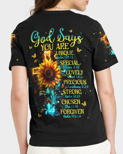 God Says You Are Sunflower Women's All Over Print Shirt - Tlnt1903243, easychoo.com
