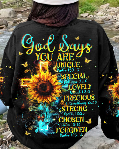 God Says You Are Sunflower Women's All Over Print Shirt - Tlnt1903243, easychoo.com